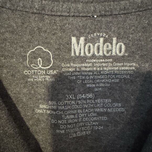 Modelo Beer 3XL T-Shirt Men's Graphic Tee Charcoal Grey Cerveza Logo Top Lion - Picture 3 of 6